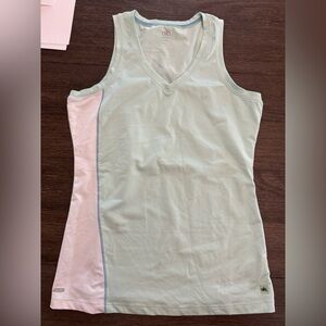 ALO Yoga white and Light Blue Top cool fit size large